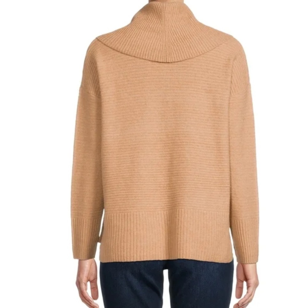 Time and Tru Women's Tan Long Sleeve Cowl Neck Sweater - Picture 2 of 9